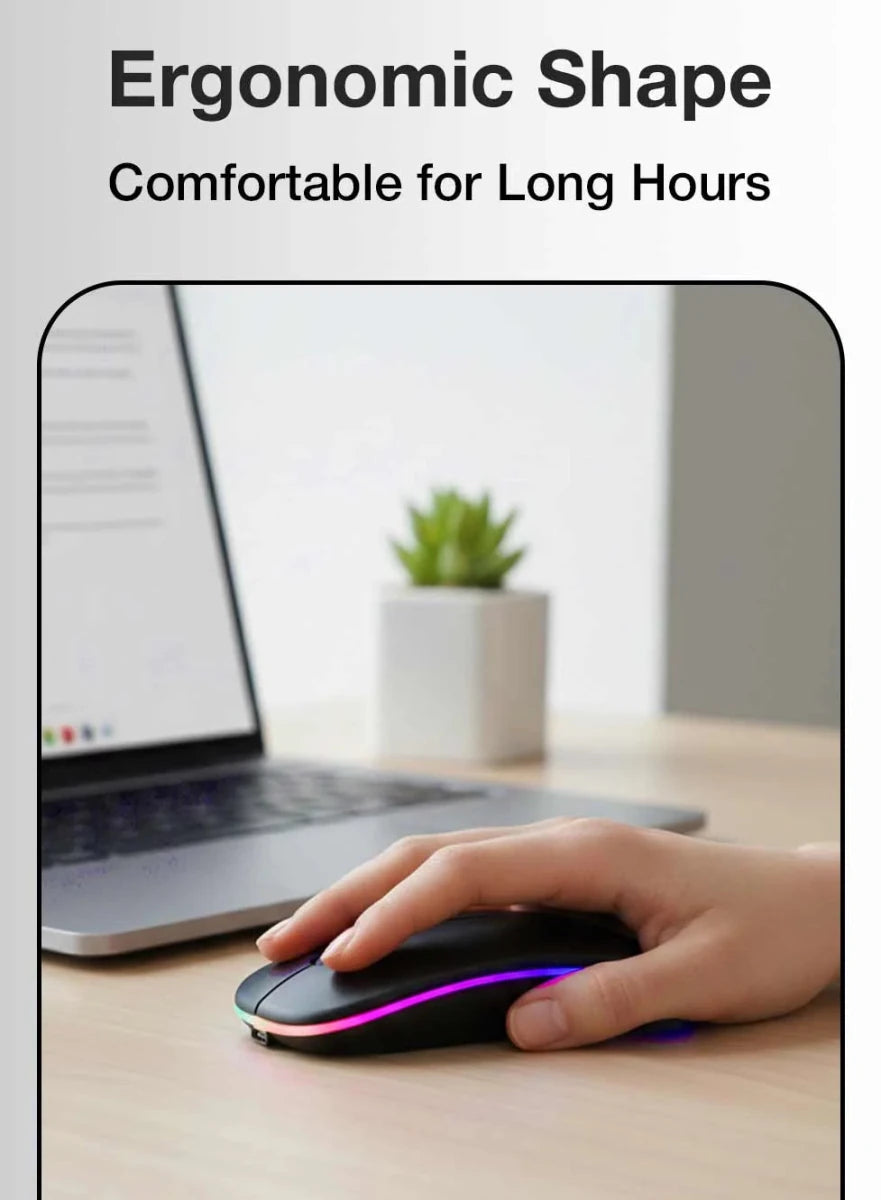 Dual - Mode Silent Wireless Mouse – Bluetooth & 2.4GHz Rechargeable Slim Optical Mouse - GLASSOLOGY