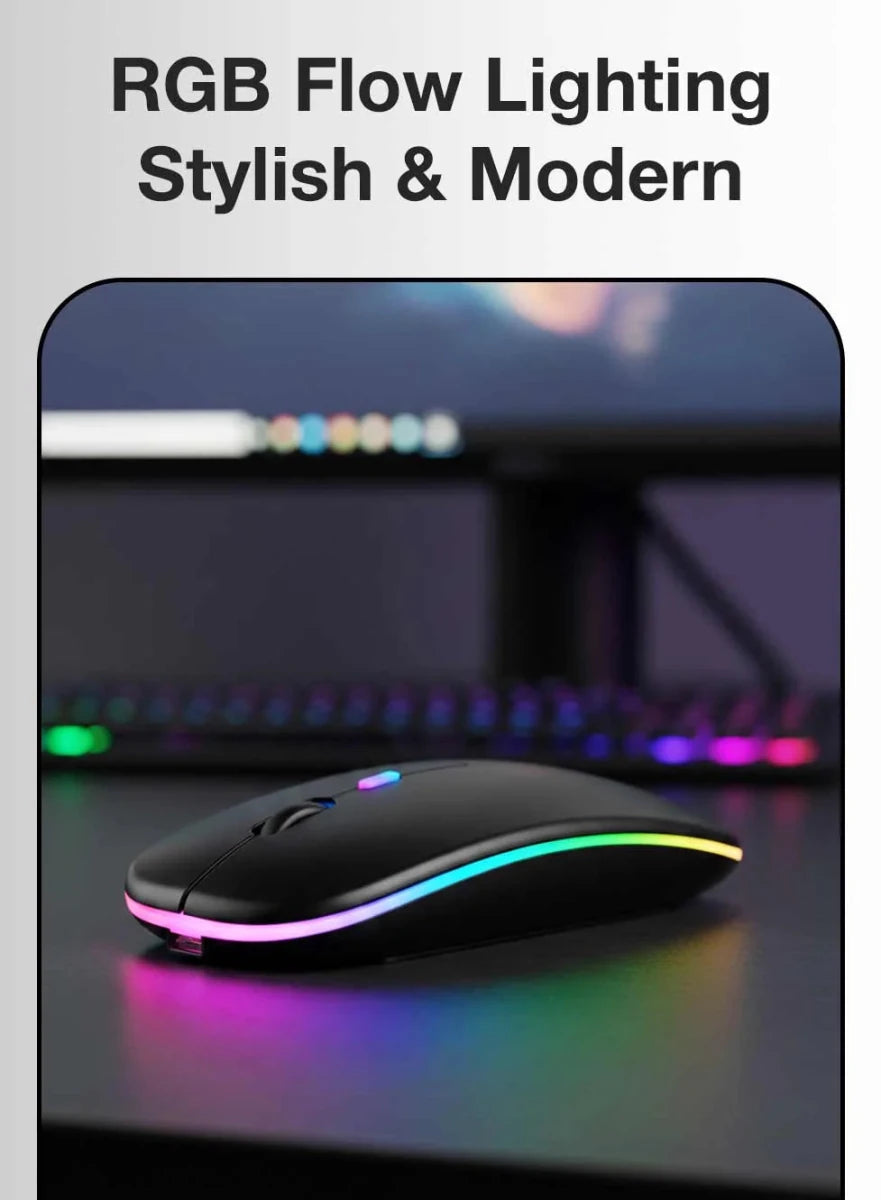 Dual - Mode Silent Wireless Mouse – Bluetooth & 2.4GHz Rechargeable Slim Optical Mouse - GLASSOLOGY