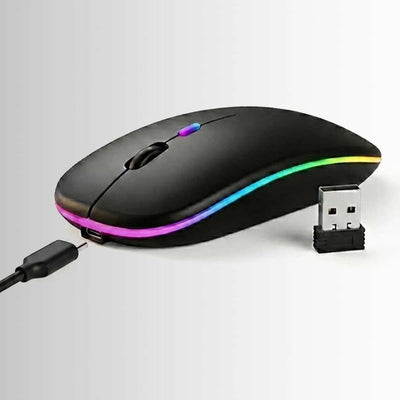 Dual - Mode Silent Wireless Mouse – Bluetooth & 2.4GHz Rechargeable Slim Optical Mouse - GLASSOLOGY