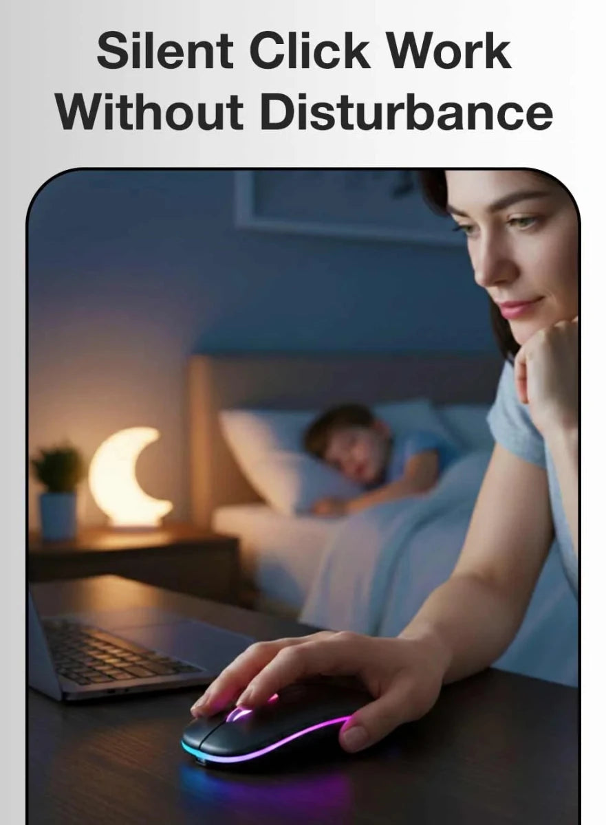 Dual - Mode Silent Wireless Mouse – Bluetooth & 2.4GHz Rechargeable Slim Optical Mouse - GLASSOLOGY