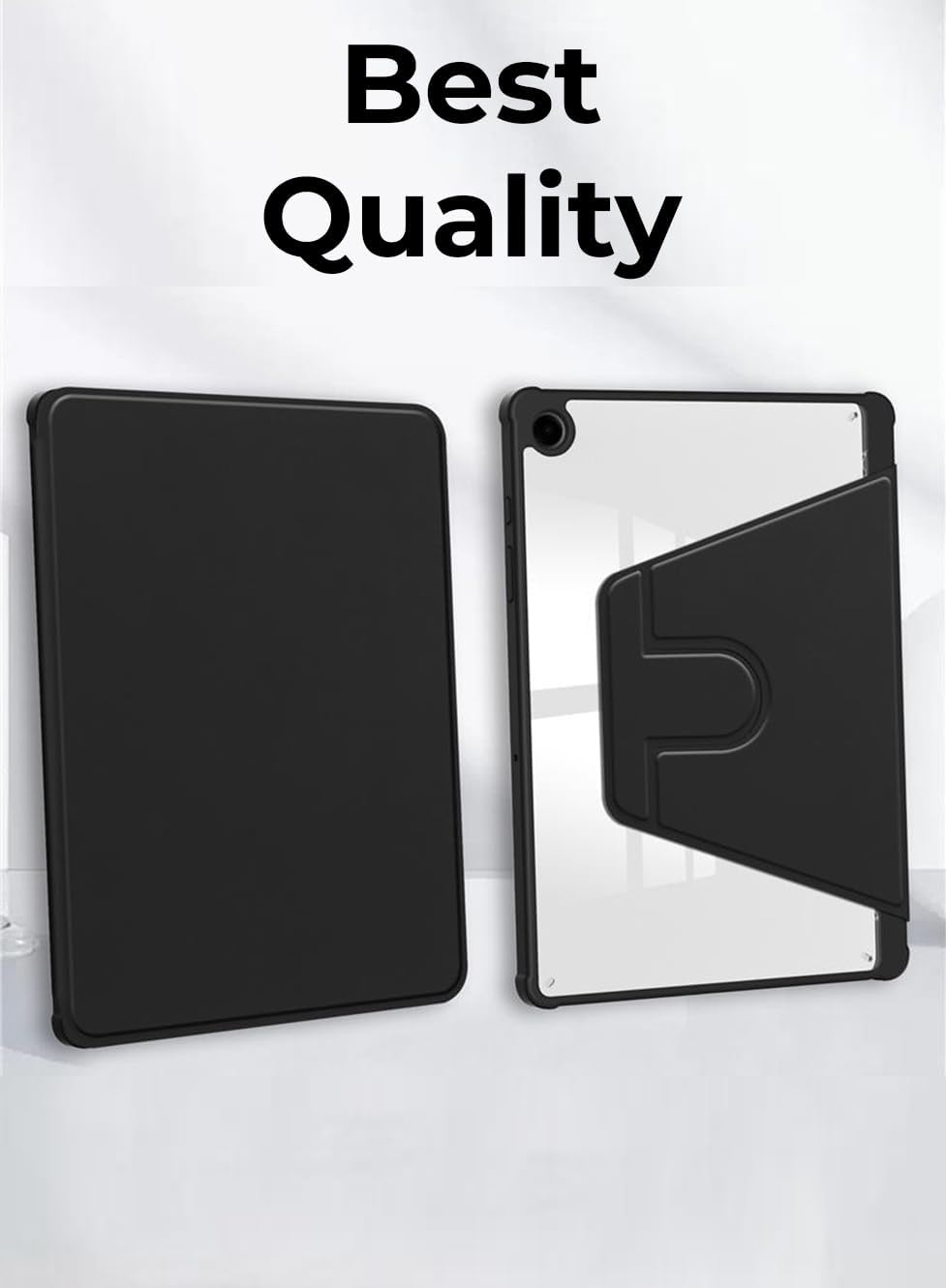 Black tablet case with a reflective surface on a white background, labeled 'Best Quality'.