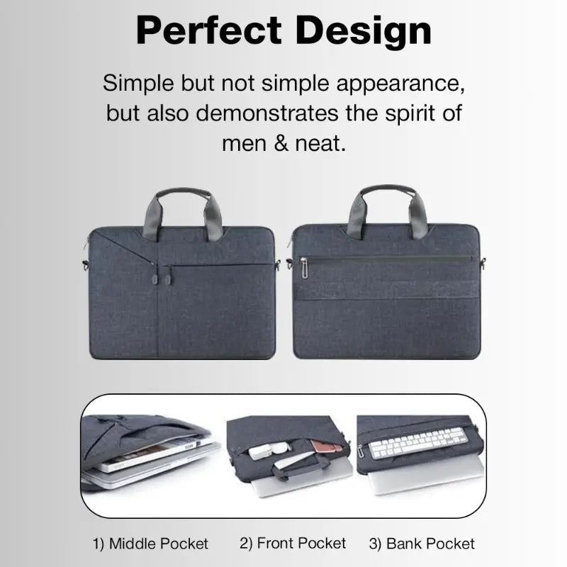 Glassology 14 - Inch Laptop Carry Sleeve Bag | Lightweight Protective Case with Handle – Grey - GLASSOLOGY