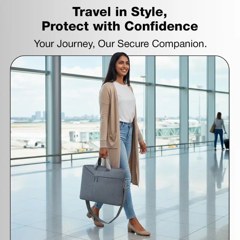 Glassology 14 - Inch Laptop Carry Sleeve Bag | Lightweight Protective Case with Handle – Grey - GLASSOLOGY