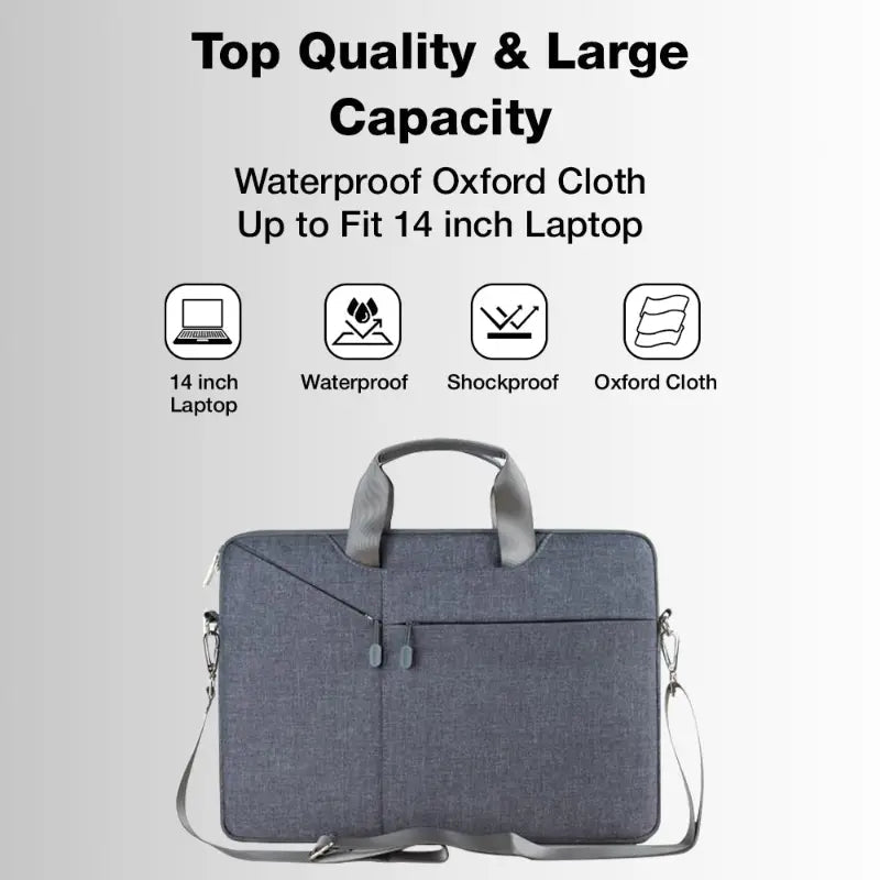 Glassology 14 - Inch Laptop Carry Sleeve Bag | Lightweight Protective Case with Handle – Grey - GLASSOLOGY