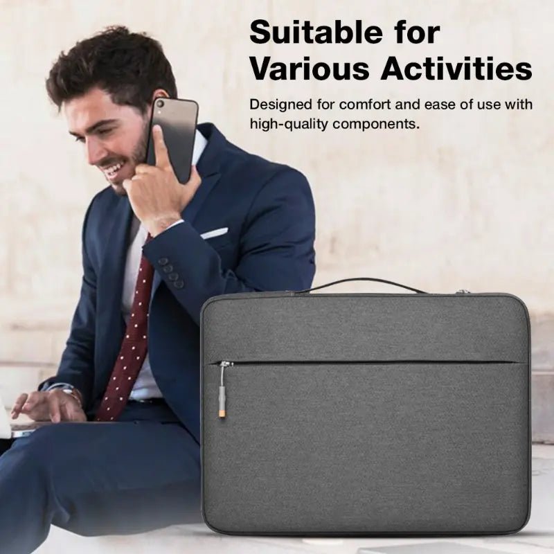 Glassology 15.6 - Inch Laptop Carry Sleeve Bag | Padded Protective Case with Handle – Grey - GLASSOLOGY