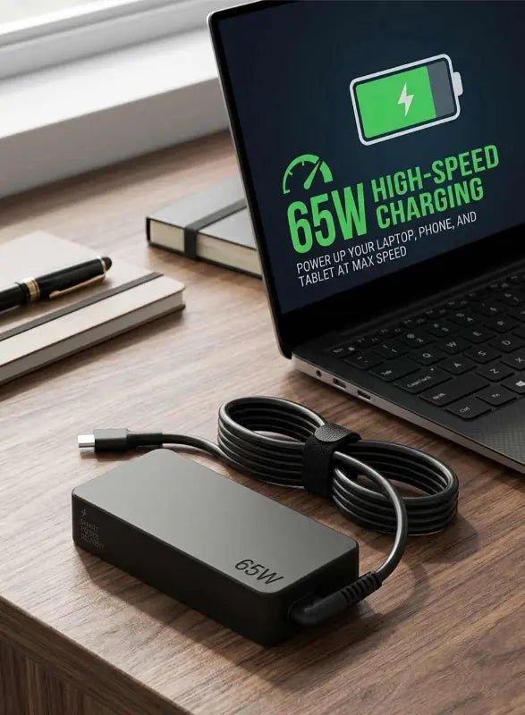 Glassology 65W USB - C Fast Charger for Laptop & Mobile | Multi - Device PD Adapter | Safe Smart Charging (5V–20V) - GLASSOLOGY