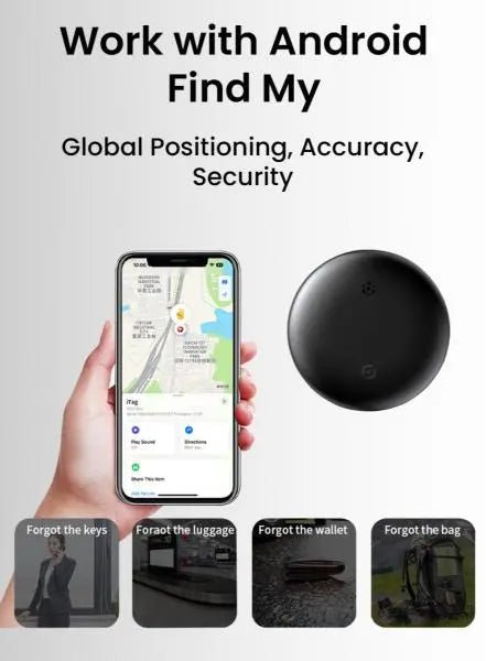 Glassology Android Smart Tag (Black) | Bluetooth Tracker for Keys, Bags & Wallets - GLASSOLOGY