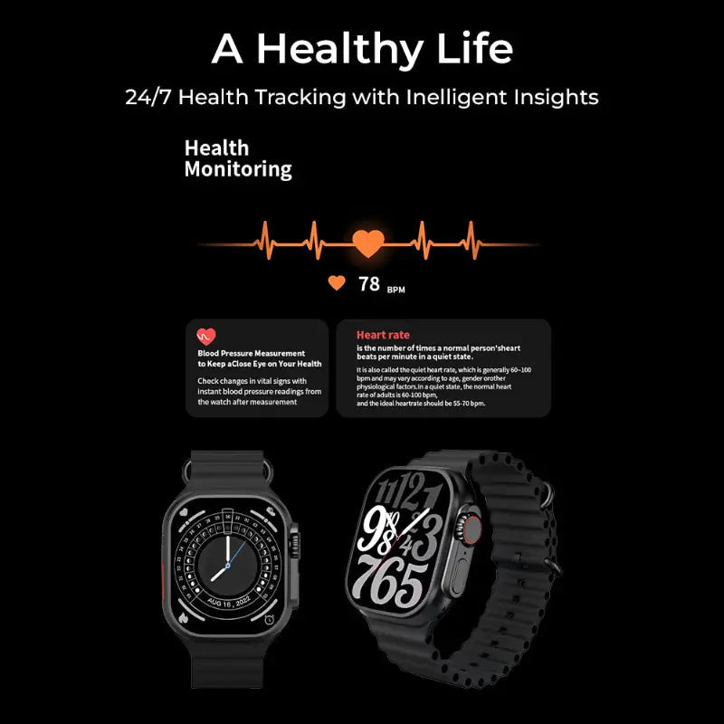 Glassology Charome T8s Ultra Max HD Smart Watch (Black) - GLASSOLOGY
