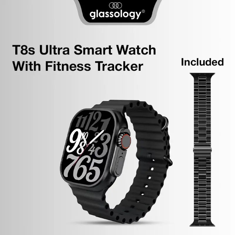 Glassology Charome T8s Ultra Max HD Smart Watch (Black) - GLASSOLOGY