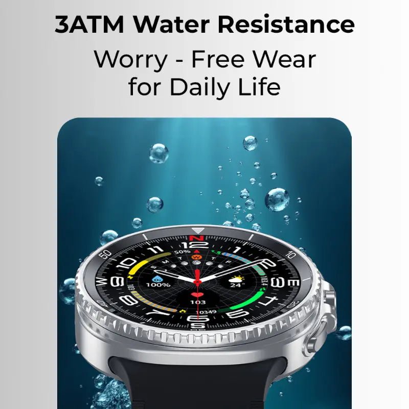 glassology Chrome Pro Max Smartwatch 1.43 - Inch Display | Health & Fitness Tracking | Black - GLASSOLOGY