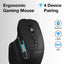 Glassology ErgoFlow Pro Ergonomic Wireless Mouse with Dual Scroll & 3 - in - 1 Bluetooth, USB - C & 2.4GHz Connectivity – Black - GLASSOLOGY