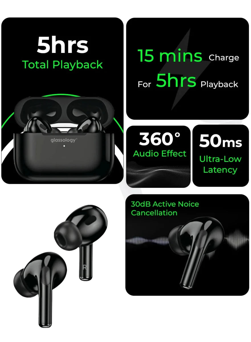 Glassology GTA2B Earbuds Pro(Black) - GLASSOLOGY