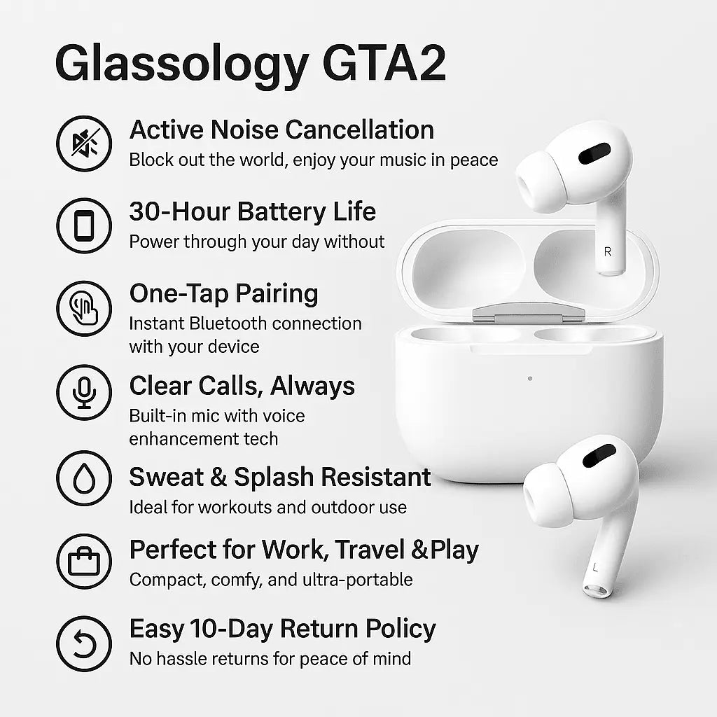Glassology GTA2W Earbuds Pro(White) - GLASSOLOGY