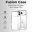 Clear phone case with text highlighting features on a white background