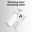 Clear phone case on a white background with text 'Showing Your Amazing Color'.