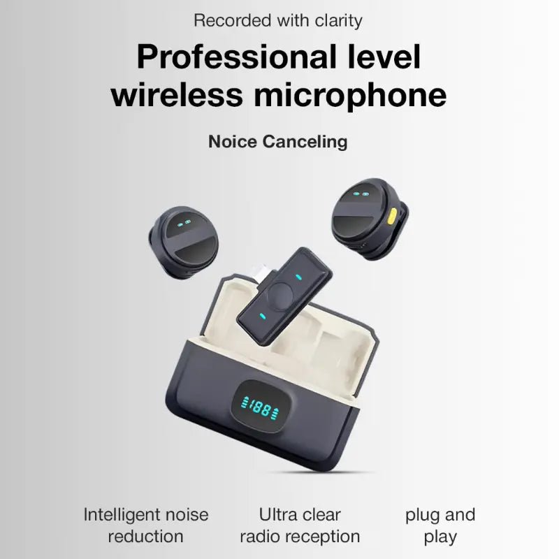 Glassology SX21 Dual Wireless Lavalier Microphone Set | Noise Reduction | Plug & Play for Mobile - GLASSOLOGY