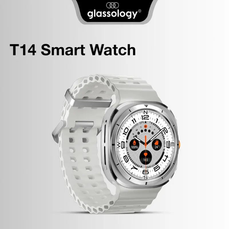 Glassology T14 Ultra Smartwatch with Bluetooth Calling | Health Monitoring | Chrome Finish - GLASSOLOGY