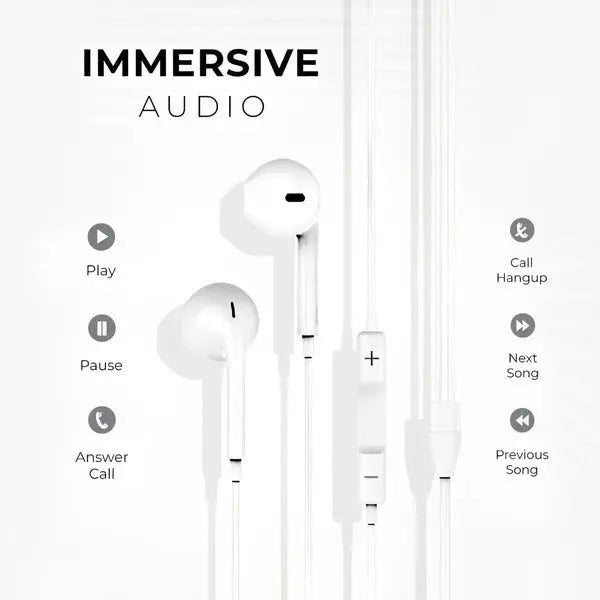 Glassology Wired Earphones – Bass Boost, 3.5mm Jack, Built-in Mic & 3-Button Remote - GLASSOLOGY