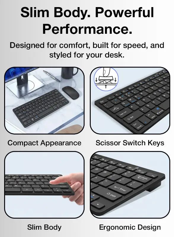 Glassology Wireless Keyboard and Mouse Combo 2.4GHz Full - Size(Black) - GLASSOLOGY