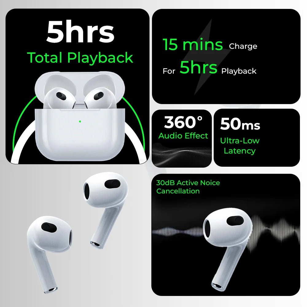GTA3 TWS Earbuds with Touch Control and 24 Hours Playtime - GLASSOLOGY