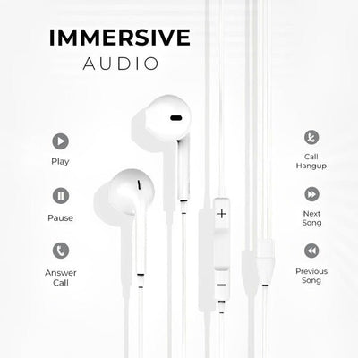 GTEP03 Wired Earphones – In - Ear, Bass Boost, 3.5mm Jack, Mic - GLASSOLOGY