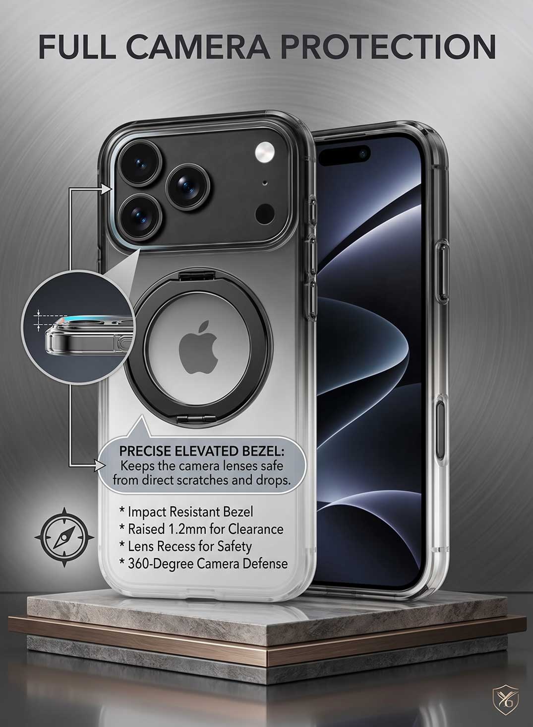 Glassology MagSafe Nova Ring 360 Case for iPhone 18 Pro Max Black