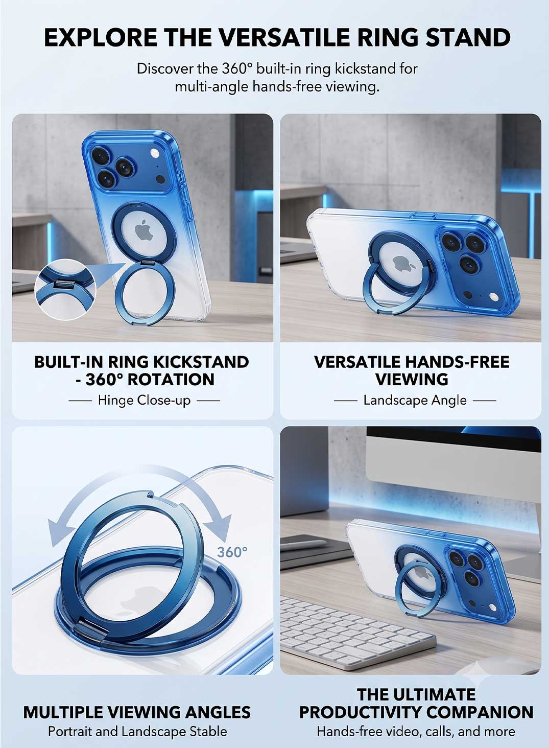 Glassology MagSafe Nova Ring 360 Case for iPhone 18 Pro Max, Glacier