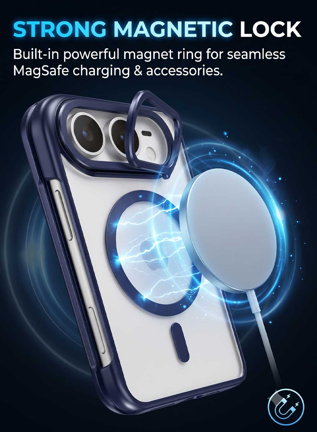 Glassology MagSafe Case with Stand for iPhone Duo, Blue