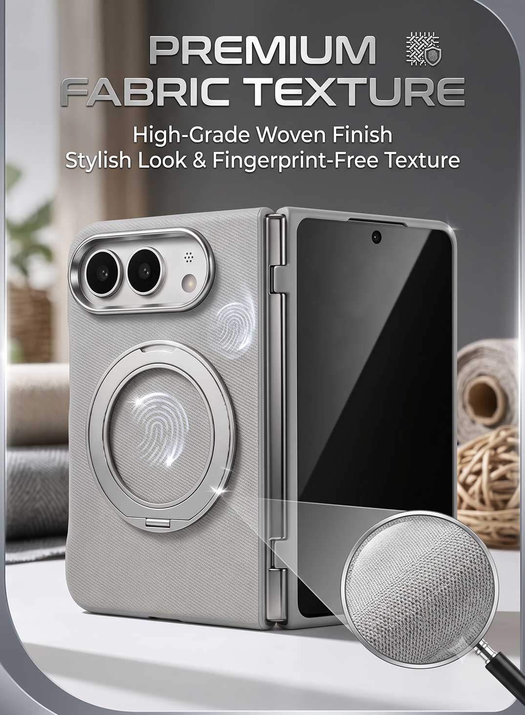 Glassology MagSafe Canvas Leather 360° Stand Case for iPhone Duo, Silver