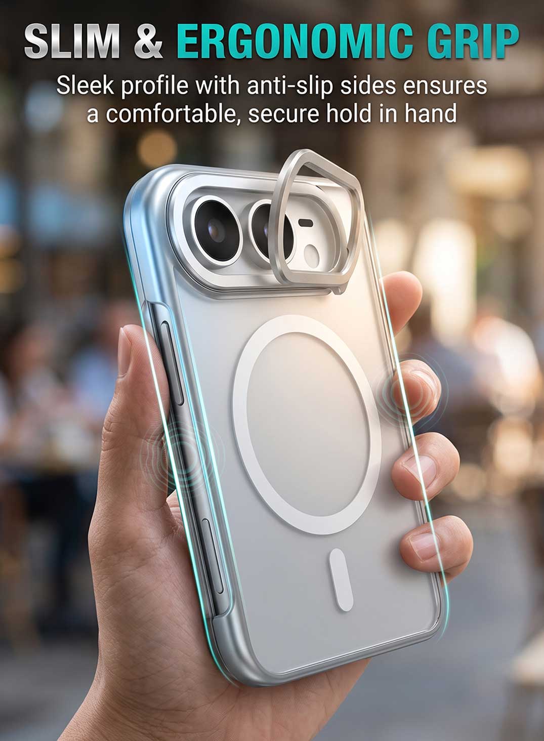 Glassology MagSafe Case with Stand for iPhone Duo, Silver