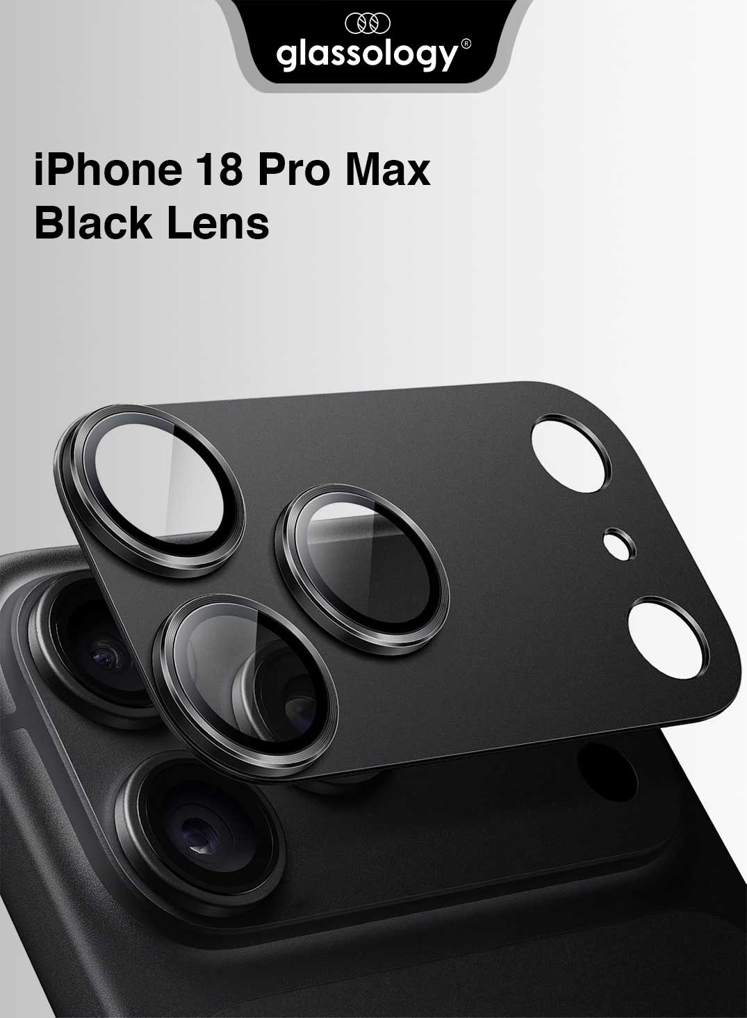 Glassology Camera Lens Protector for iPhone 18 Pro / Pro Max, Black Camera Lens Cover, Anti-Scratch Protective Guard for Rear Camera