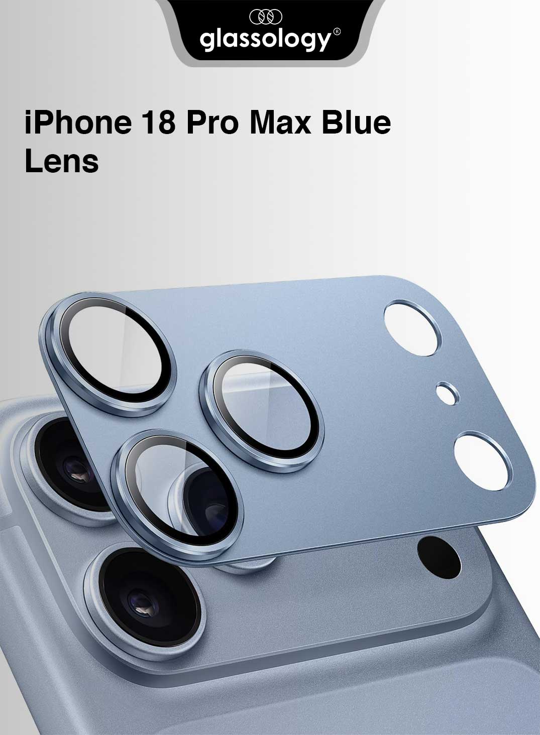 Glassology Camera Lens Protector for iPhone 18 Pro / Pro Max, Sky Blue Camera Lens Cover, Anti-Scratch Protective Guard for Rear Camera