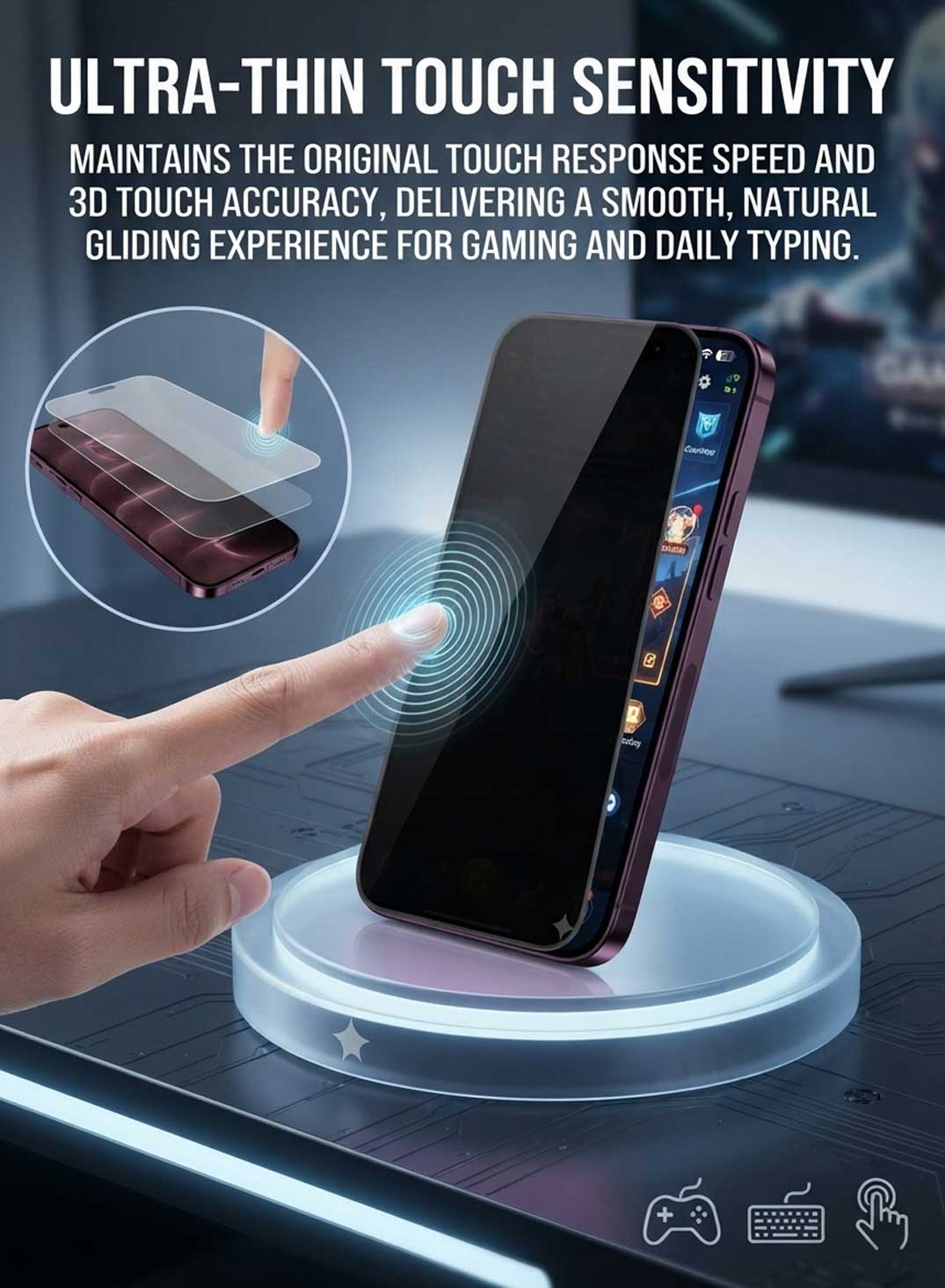 Glassology Privacy Tempered Glass Screen Protector for iPhone 18 Pro, Anti-Spy Full Coverage Screen Guard, 9H Hardness Anti-Scratch Privacy Glass