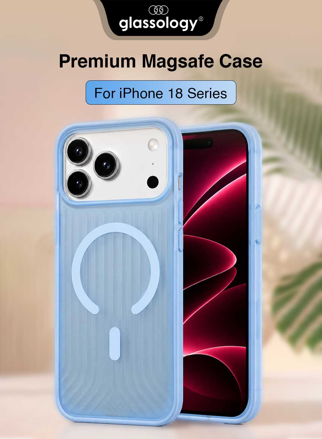 Glassology MagSafe Vertical Striped Case for iPhone 18 Pro Max, Glacier, Stylish Protective Cover with Magnetic Charging Compatibility