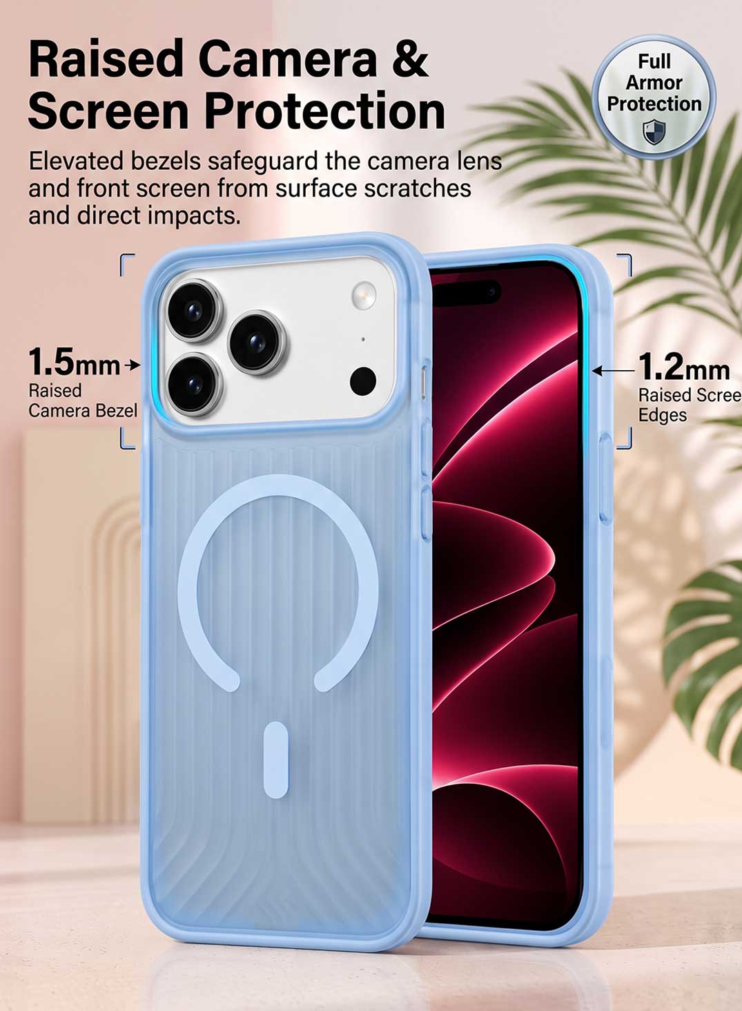 Glassology MagSafe Vertical Striped Case for iPhone 18 Pro Max, Glacier, Stylish Protective Cover with Magnetic Charging Compatibility
