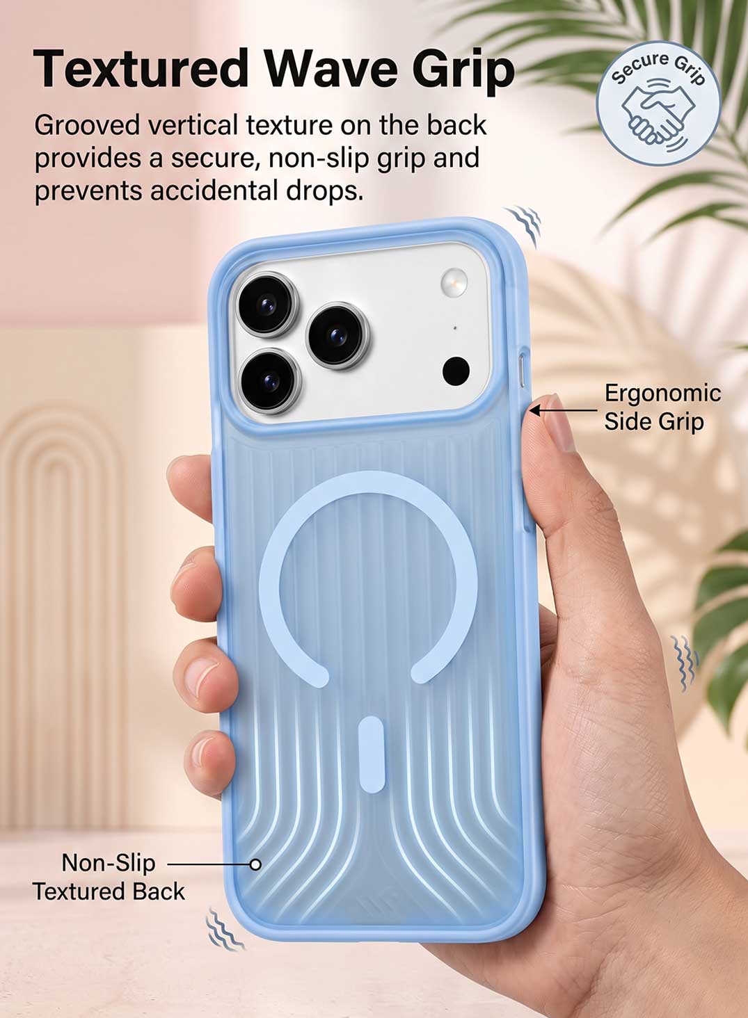 Glassology MagSafe Vertical Striped Case for iPhone 18 Pro Max, Glacier, Stylish Protective Cover with Magnetic Charging Compatibility