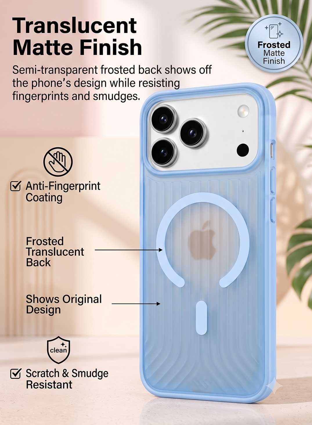 Glassology MagSafe Vertical Striped Case for iPhone 18 Pro Max, Glacier, Stylish Protective Cover with Magnetic Charging Compatibility