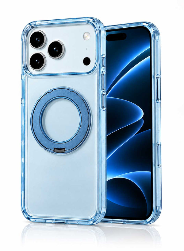 Glassology MagSafe Crystal Clear 360° Protection Case for iPhone 18 Pro Max, Glacier Blue Ring, Shock-Absorbing Corners & Slim Transparent Design