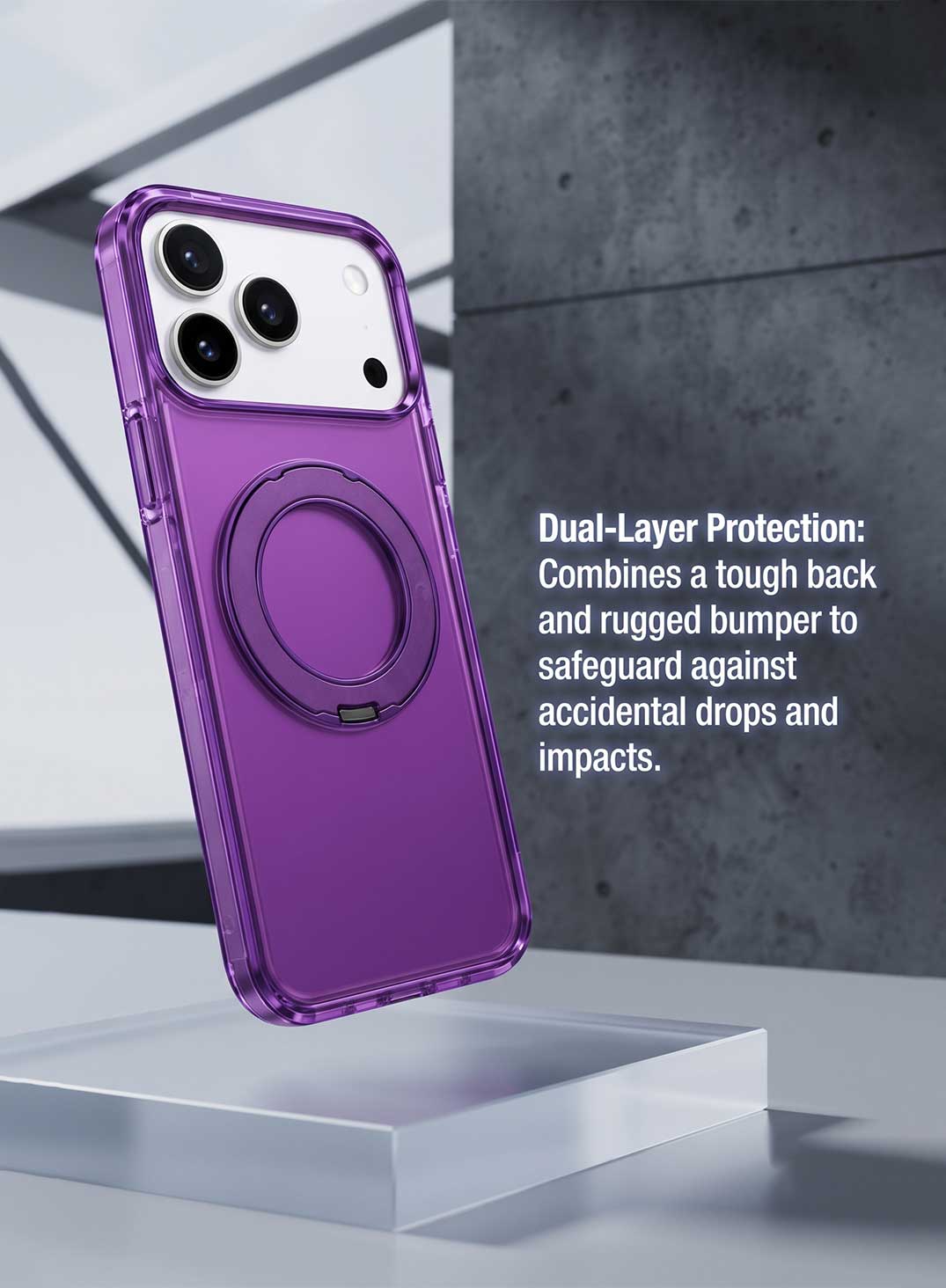 Glassology MagSafe Crystal Clear 360° Protection Case with Burgundy Ring for iPhone 18 Pro Max