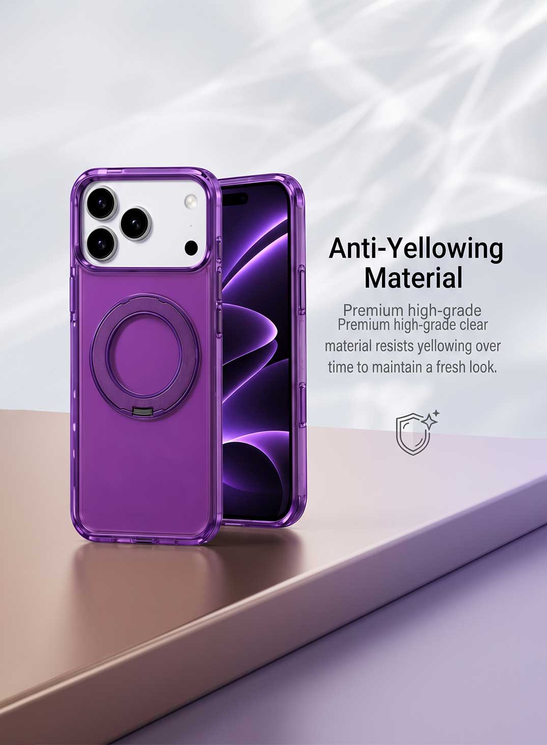 Glassology MagSafe Crystal Clear 360° Protection Case with Burgundy Ring for iPhone 18 Pro Max