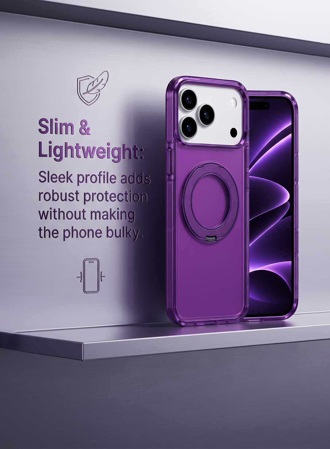 Glassology MagSafe Crystal Clear 360° Protection Case with Burgundy Ring for iPhone 18 Pro Max