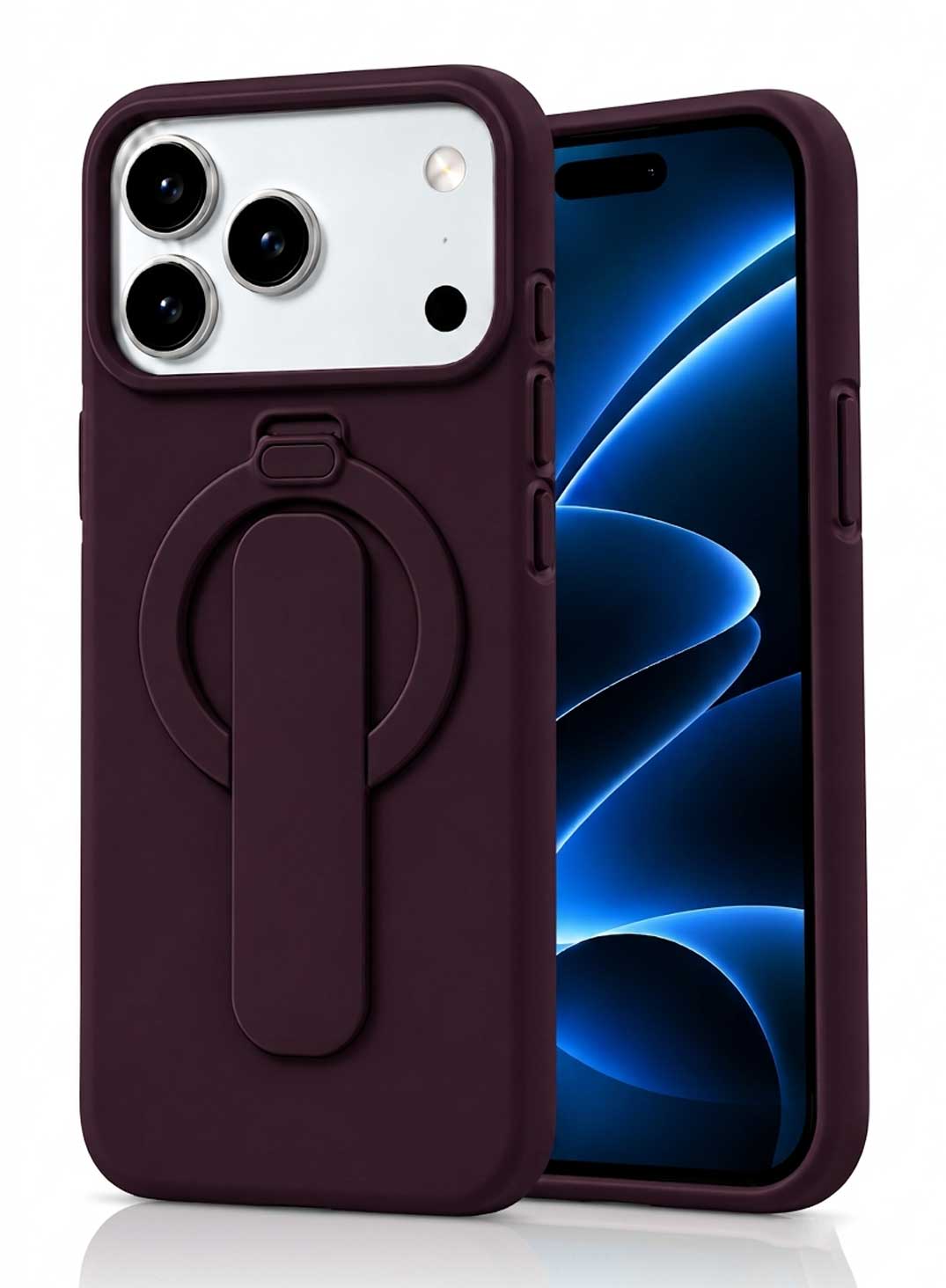 Glassology MagSafe Ring Stand Case for iPhone 18 Pro Max – Burgundy, Magnetic Charging Compatible Protective Cover with 360° Rotating Kickstand