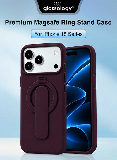 Glassology MagSafe Ring Stand Case for iPhone 18 Pro Max – Burgundy, Magnetic Charging Compatible Protective Cover with 360° Rotating Kickstand