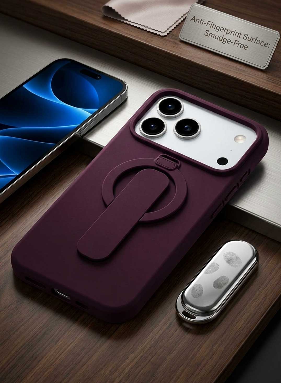 Glassology MagSafe Ring Stand Case for iPhone 18 Pro Max – Burgundy, Magnetic Charging Compatible Protective Cover with 360° Rotating Kickstand