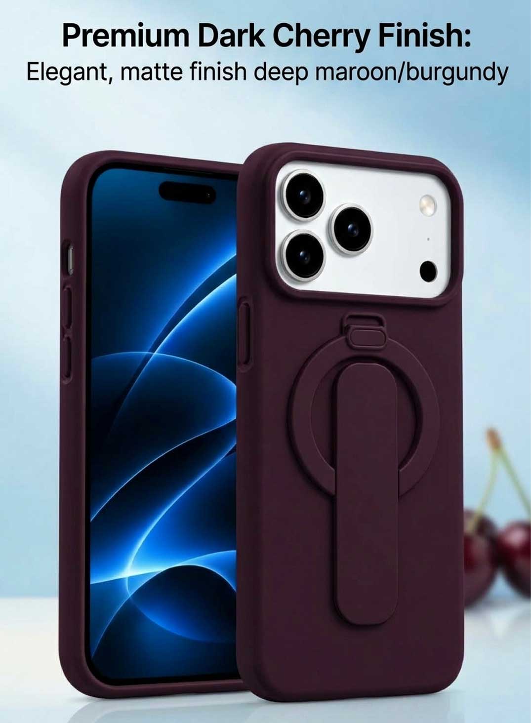 Glassology MagSafe Ring Stand Case for iPhone 18 Pro Max – Burgundy, Magnetic Charging Compatible Protective Cover with 360° Rotating Kickstand