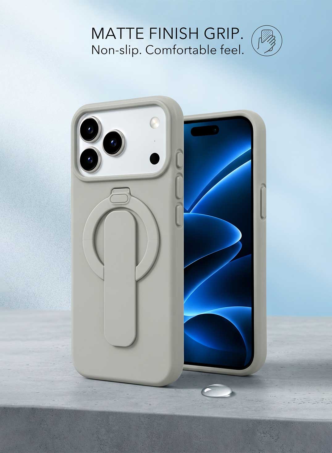 Glassology Premium MagSafe Ring Stand Case for iPhone 18 Pro Max, Off White, Magnetic Compatible Protective Cover with Adjustable Ring Stand