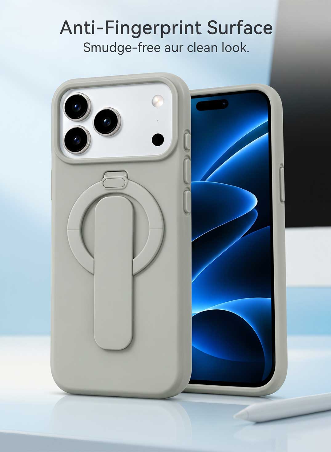 Glassology Premium MagSafe Ring Stand Case for iPhone 18 Pro Max, Off White, Magnetic Compatible Protective Cover with Adjustable Ring Stand