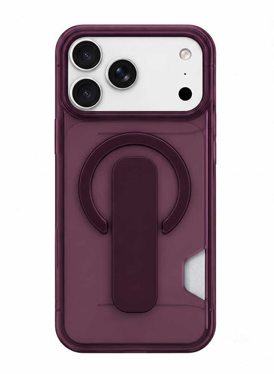 Glassology Dynamic Stand MagSafe Case for iPhone 18 Series, Burgundy Translucent Cover with Magnetic Ring, Foldable Stand and Camera Protection