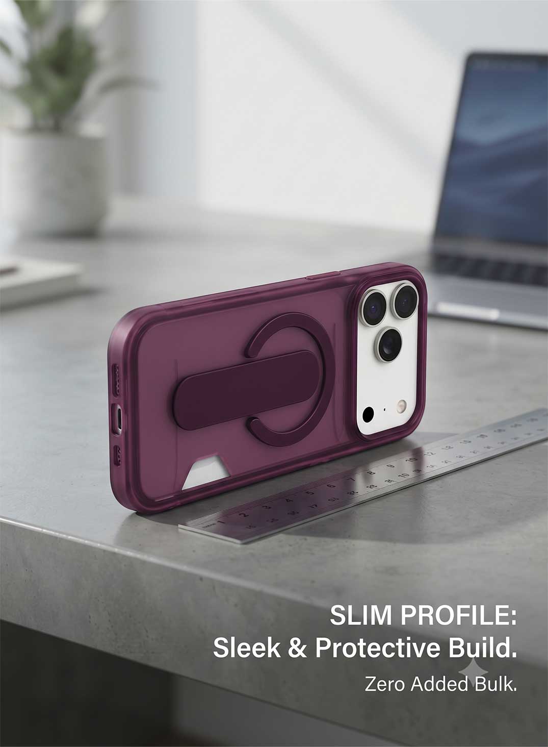Glassology Dynamic Stand MagSafe Case for iPhone 18 Series, Burgundy Translucent Cover with Magnetic Ring, Foldable Stand and Camera Protection