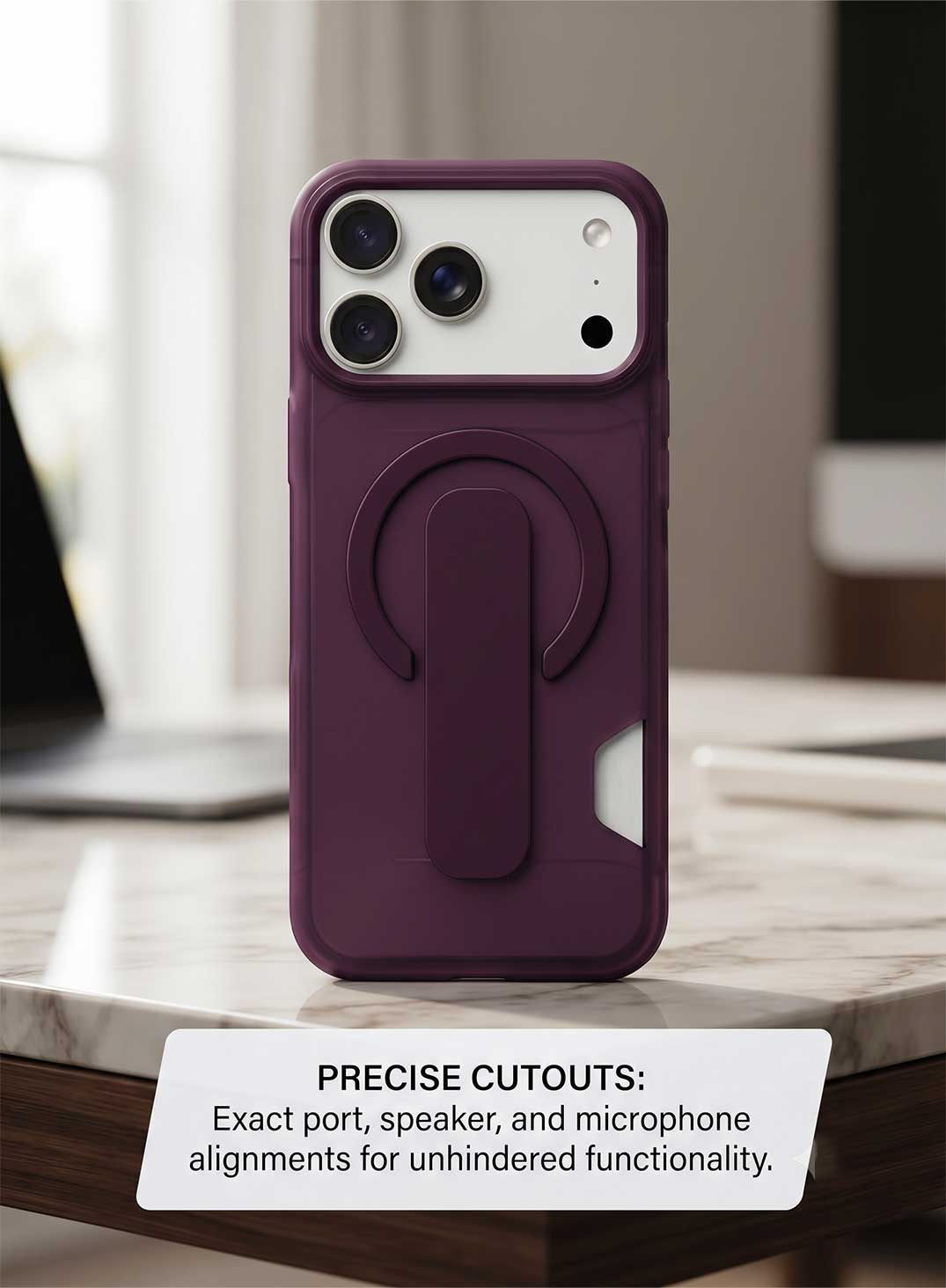 Glassology Dynamic Stand MagSafe Case for iPhone 18 Series, Burgundy Translucent Cover with Magnetic Ring, Foldable Stand and Camera Protection